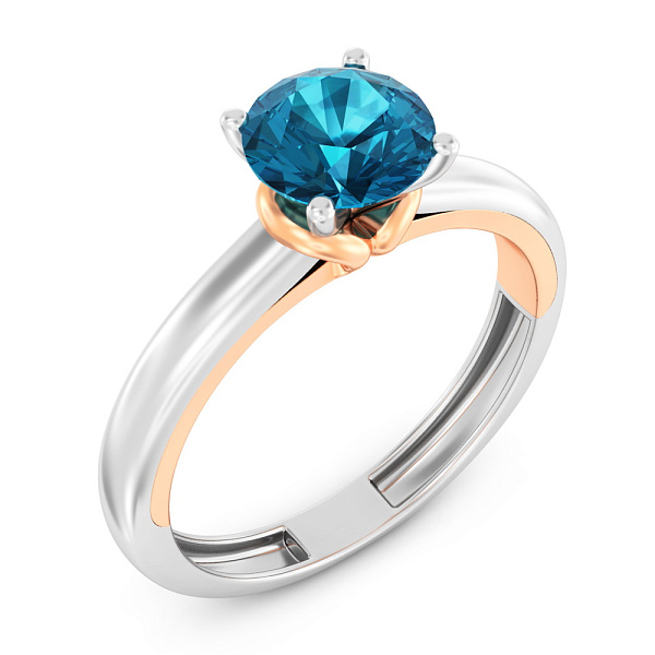 Золота каблучка з топазом Blue Ocean (арт. 140810Пбкл) – зображення 1