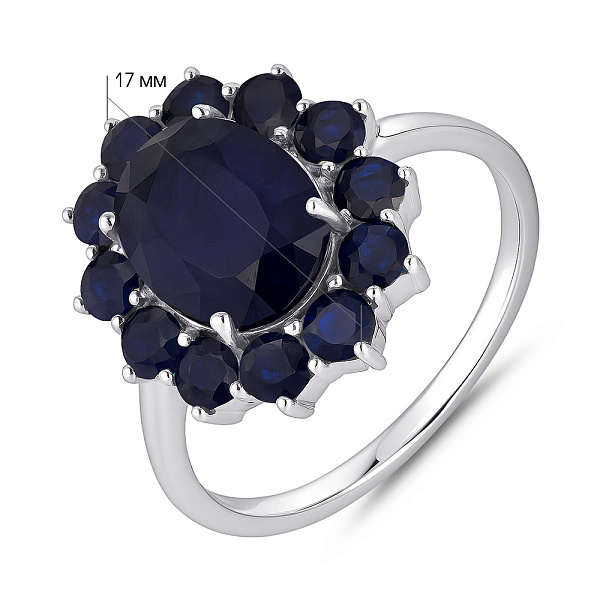 Срібна каблучка Квітка з сапфірами (арт. 7501/2068716Спс) – зображення 2