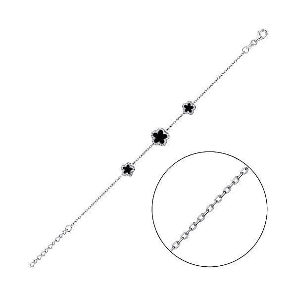 Серебряный браслет с ониксом и фианитами (арт. 7509/4801о) – изображение 1