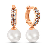 Фото Золоті сережки з перлами і фіанітами (арт. 104884прлб)