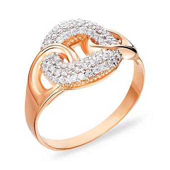 Золотое кольцо "Звенья" с фианитами (арт. 140576)