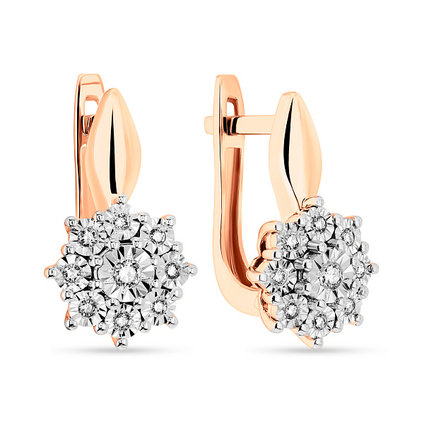 Серьги из красного золота с бриллиантами (арт. С011062010) – изображение 1