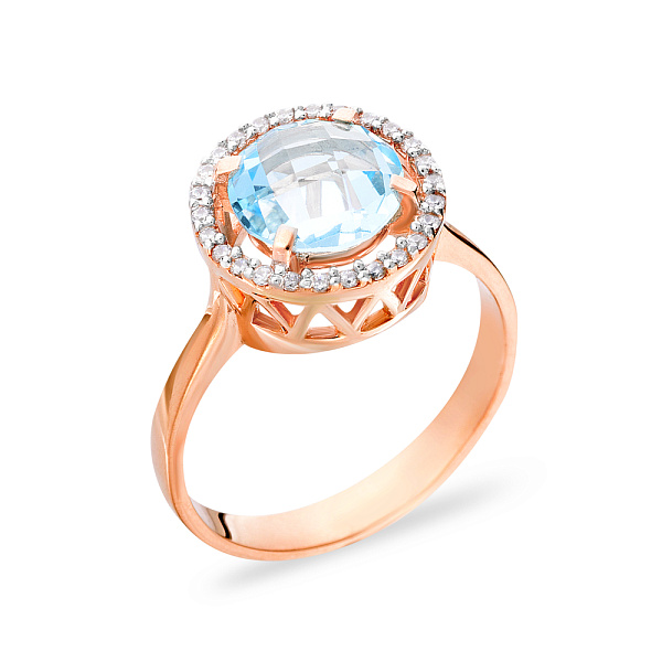 Золотое кольцо с топазом и фианитами (арт. 140560Пг) – изображение 1