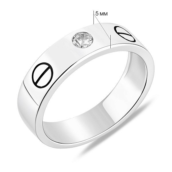 Серебряное кольцо с одним фианитом (арт. 7501/8586) – изображение 2