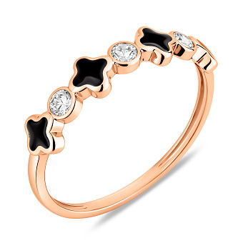 Фото Золота каблучка з емаллю і фіанітами (арт. 141124)