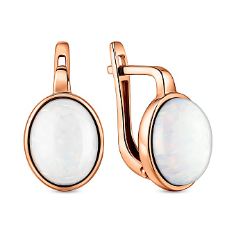 Фото Серьги золотые с белым опалом (арт. 111146ПоГ)