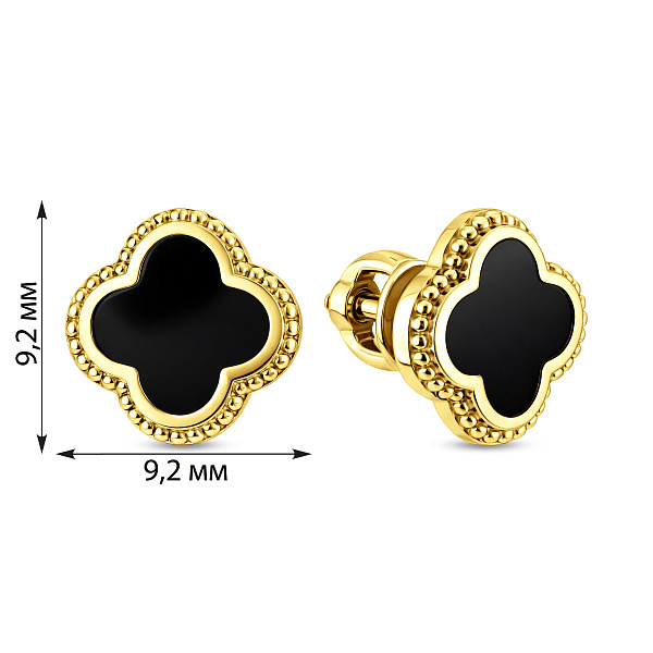 Сережки-пусети з жовтого золота з емаллю (арт. 1101128жеч) – зображення 2