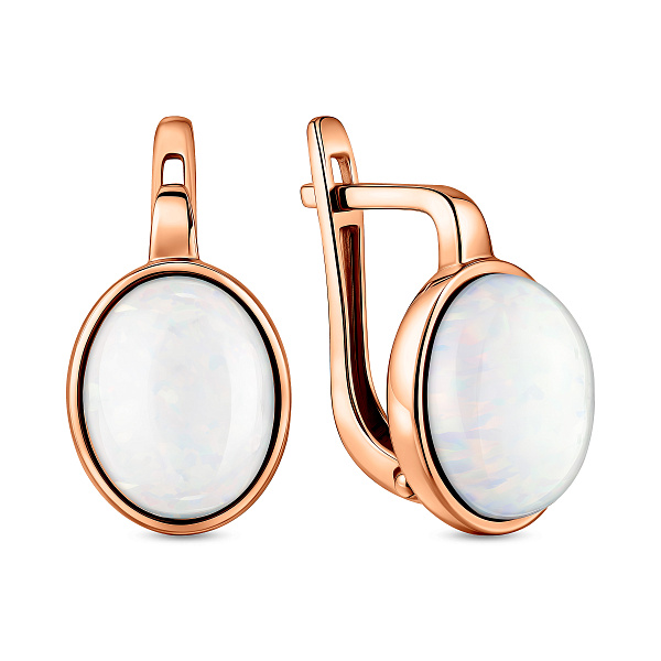 Серьги золотые с белым опалом (арт. 111146ПоГ) – изображение 1