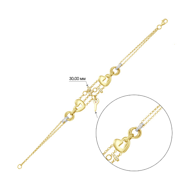 Браслет з жовтого золота з фіанітами і емаллю (арт. 321731ж) – зображення 2