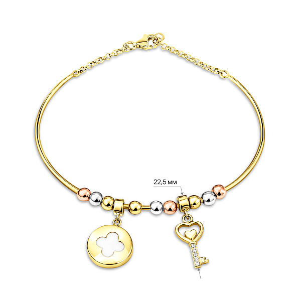 Золотой браслет с перламутром и фианитами (арт. 323094жпП2) – изображение 3