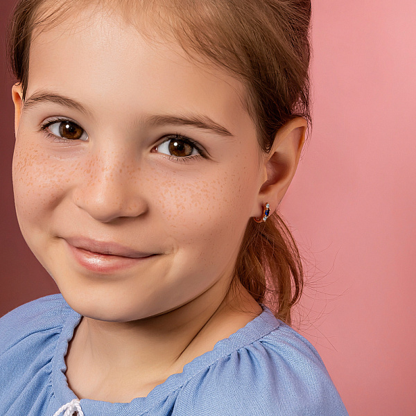 Детские золотые серьги с синим фианитом (арт. 110316с) – изображение 3