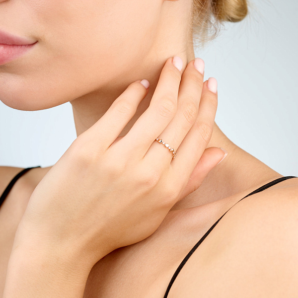 Каблучка з червоного золота "Зірки" з фіанітами  (арт. 140924) – зображення 2