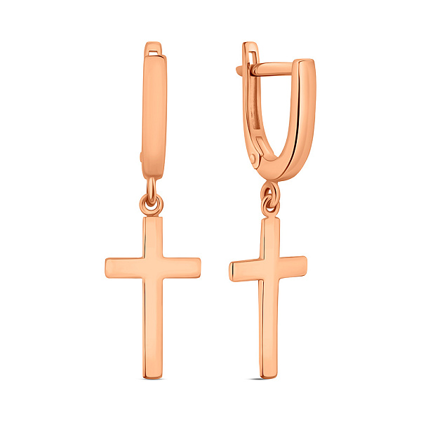 Золоті сережки-підвіски з хрестиками (арт. 110516) – зображення 1