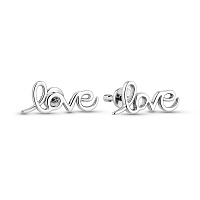Сережки пусети Love з білого золота без каміння (арт. 110587б)