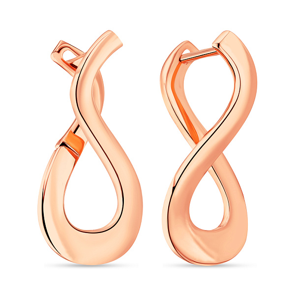 Золотые серьги в красном цвете металла (арт. 108524) – изображение 1