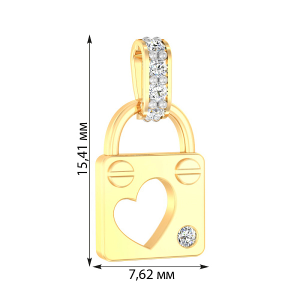 Золотий кулон Замочок з фіанітами (арт. 440644ж) – зображення 2