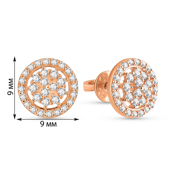 Золоті сережки-пусети з фіанітами (арт. 110005) – зображення 3