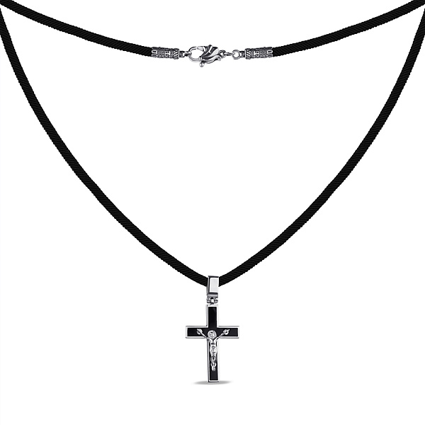 Колье на шнурке с серебряным крестиком (арт. 7307/7-3023.0.4) – изображение 2