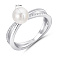 Серебряное кольцо с жемчугом и дорожкой из фианитов (арт. 7501/8206жб) – изображение 2