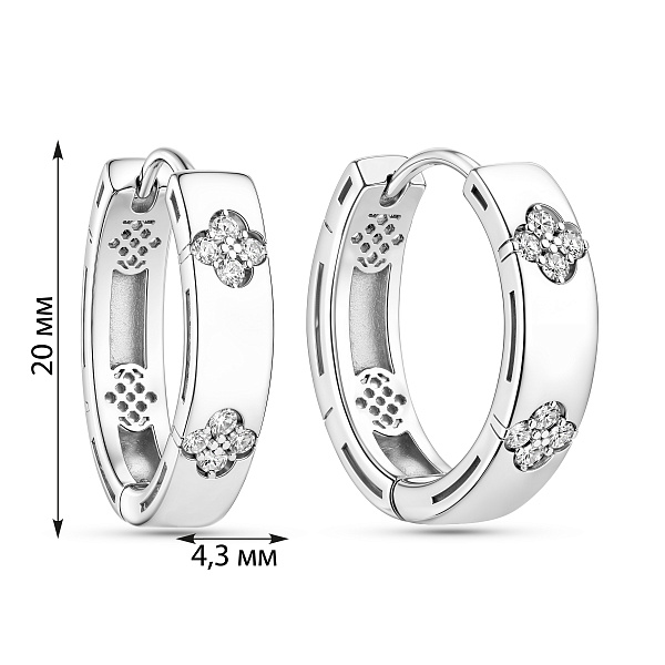 Серебряные серьги-конго Клевер с фианитами (арт. 7502/10389/20) – изображение 2