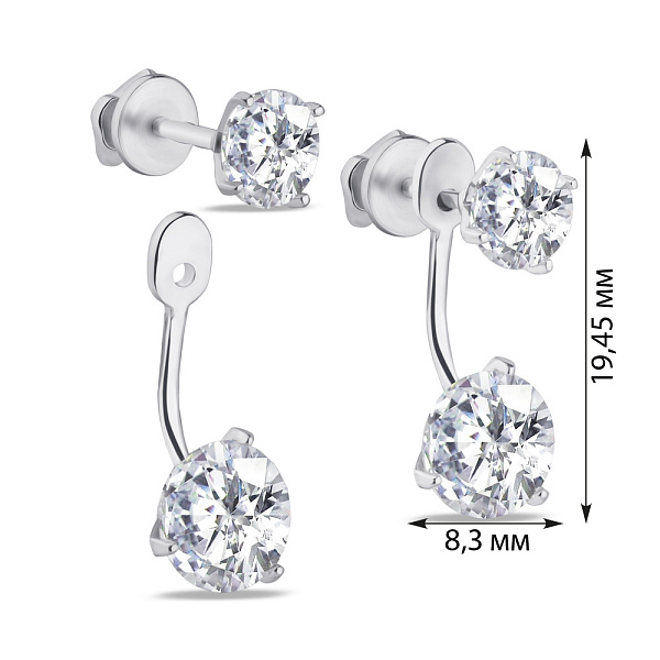 Пусеты трансформеры из серебра с фианитами (арт. 7518/29036р) – изображение 2