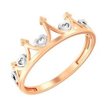 Кольцо Корона из комбинированного золота (арт. 140815)