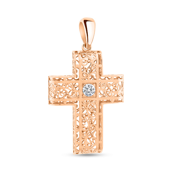 Золотая подвеска-крестик с фианитом (арт. 424952) – изображение 1