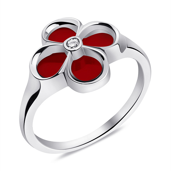 Серебряное кольцо с сердоликом и фианитом (арт. 7501/6815Срдк) – изображение 1