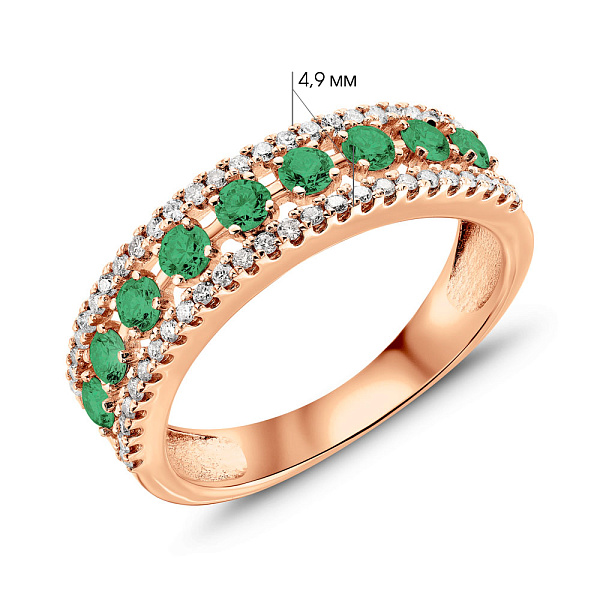 Золотое кольцо с изумрудами и бриллиантами (арт. 1191884201и) – изображение 2