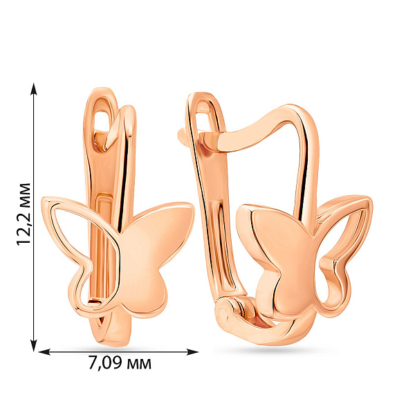 Детские серьги "Бабочки" из красного золота (арт. 106984) – изображение 2