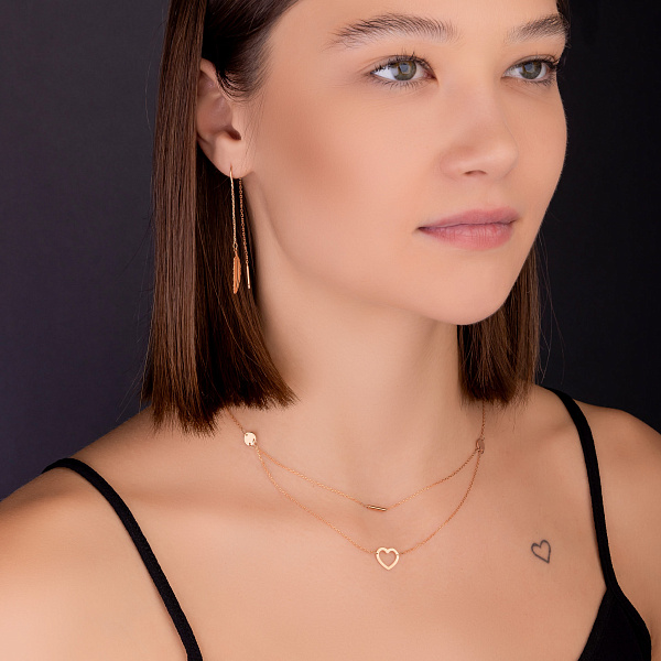 Золоті сережки-протяжки Перо (арт. 1091198) – зображення 3