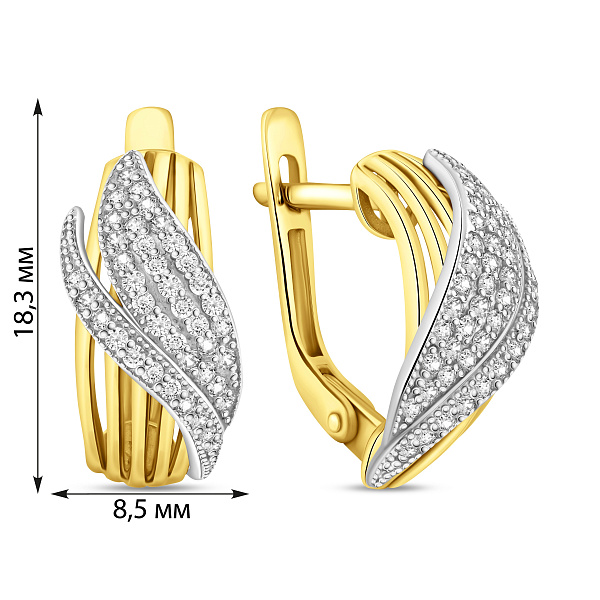 Серьги из желтого золота с фианитом (арт. 110372ж) – изображение 2
