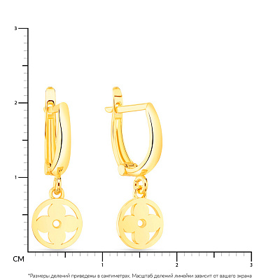Сережки-підвіски з жовтого золота (арт. 108487ж)