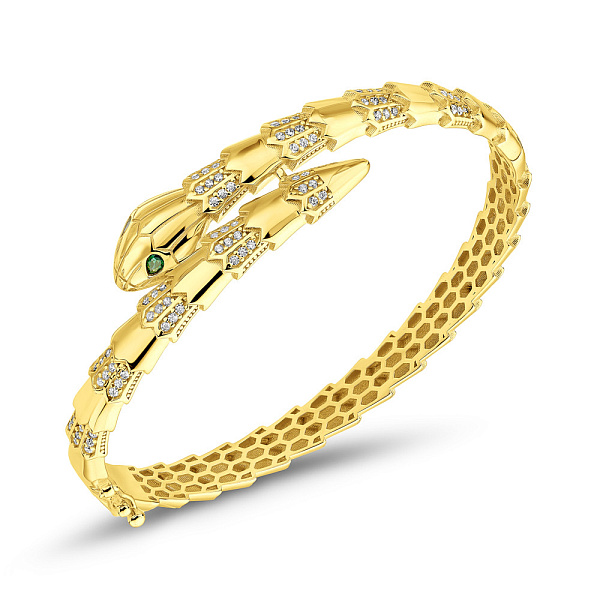 Браслет из желтого золота Змея с фианитами (арт. 326890жз) – изображение 1