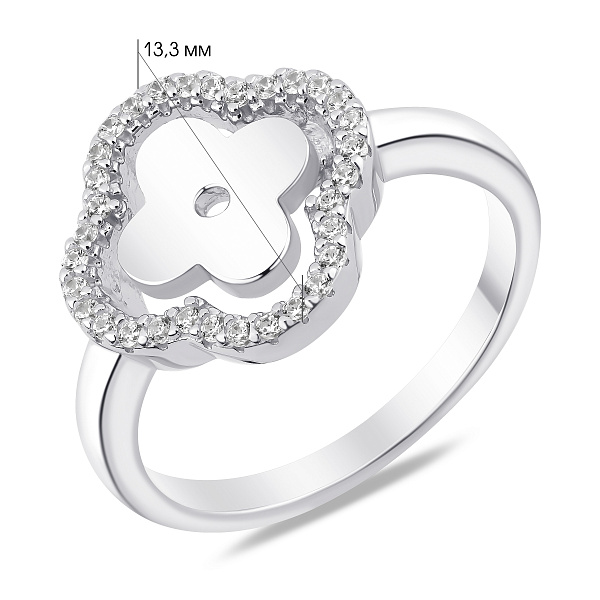 Серебряное кольцо клевер с фианитами (арт. 7501/8512/15) – изображение 2