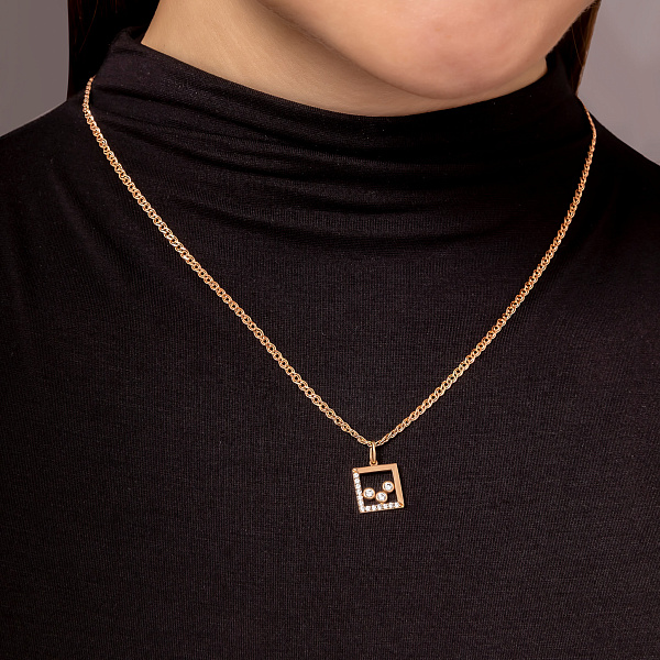 Золотий підвіс квадратної форми з фіанітами (арт. 424461) – зображення 2