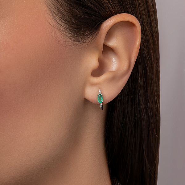 Золотые серьги с изумрудом и бриллиантами (арт. С011764би) – изображение 4