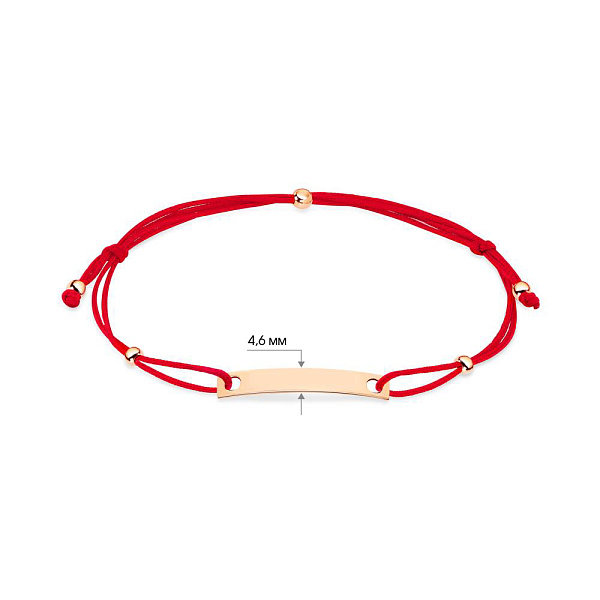 Браслет с красной шелковой нитью и золотыми вставками (арт. 340013к) – изображение 2