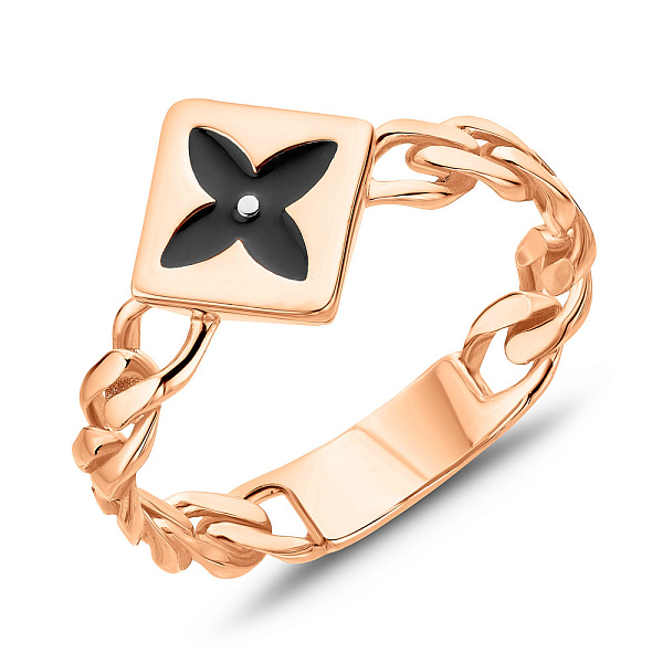 Кольцо из красного золота с эмалью (арт. 155875еч) – изображение 1