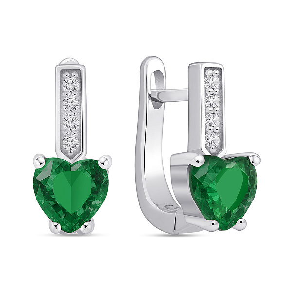 Срібні сережки Серце з альпінітами і фіанітами (арт. 7502/9940аз) – зображення 1