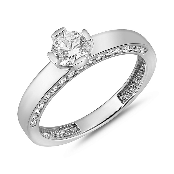 Золота каблучка на заручини з фіанітом (арт. 141035б) – зображення 1