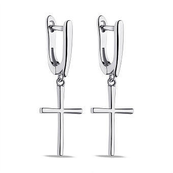 Серебряные серьги Крестики без камней (арт. 7502/9560/2)