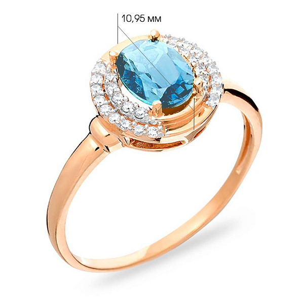 Золотое кольцо с кварцем и фианитами (арт. 140672ПсГ) – изображение 2