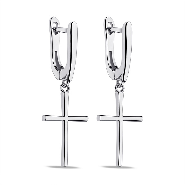 Серебряные серьги Крестики без камней (арт. 7502/9560/2) – изображение 1