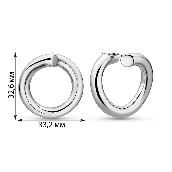 Серьги-кольца из белого золота Francelli без камней (арт. е1091981/30б) – изображение 5