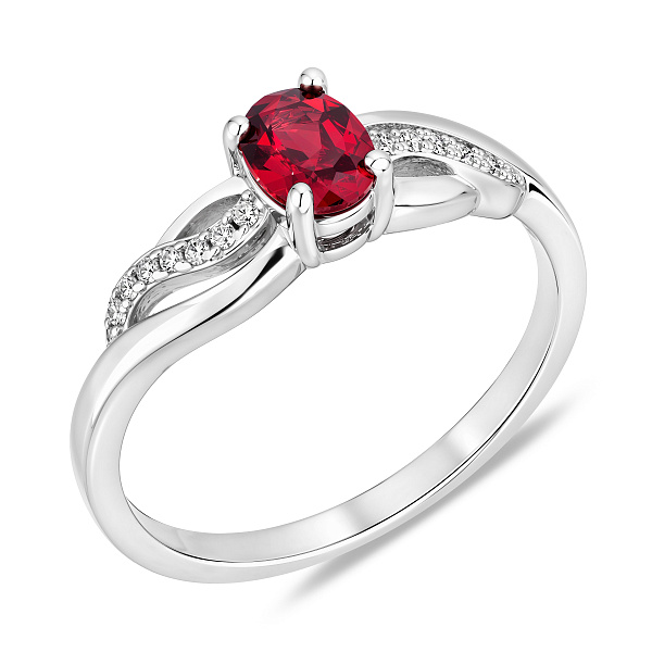 Серебряное кольцо с гранатом и фианитами (арт. 7501/8933Г) – изображение 1