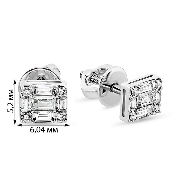 Пусеты из белого золота с бриллиантами (арт. Т011129040б) – изображение 4