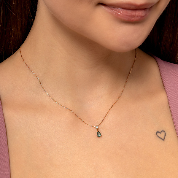 Золоте кольє з кварцом  і фіанітом (арт. 361273Пз) – зображення 3