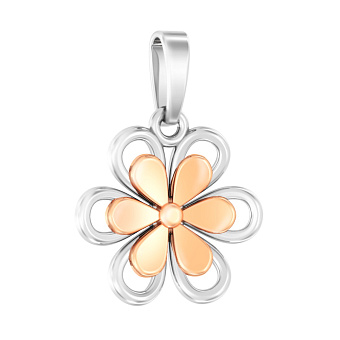 Подвеска Цветочек из белого и красного золота (арт. 441065бк)
