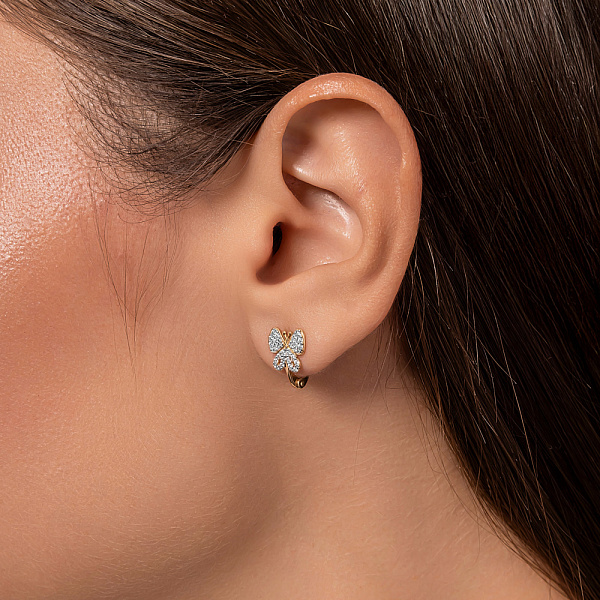 Золотые серьги для детей Бабочки с фианитами (арт. 110189ж) – изображение 3